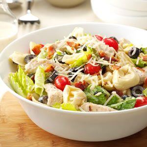 Tortellini & Chicken Caesar Salad Recipe Tortellini Salad Recipes, Salad Recipes With Chicken, Tortellini Chicken, Chicken Caesar Salad Recipe, Recipes With Chicken, Tortellini Recipes, Tortellini Salad, Caesar Salad Recipe, Chicken Caesar