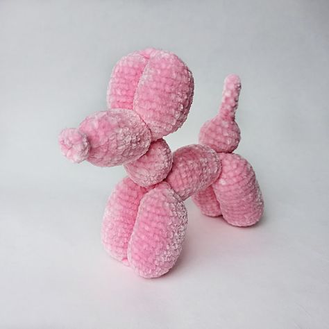 Crochet Blanket Stuffed Animal, Crochet Pink Stuffed Animal, Ballon Animal Crochet, Sentro Knitting Machine Stuffed Animals, Crochet Pink Plushies, Pink Dog Stuff, Cute Crochet Stuffies, Jelly Cat Crochet, Crochet Plushies Amigurumi