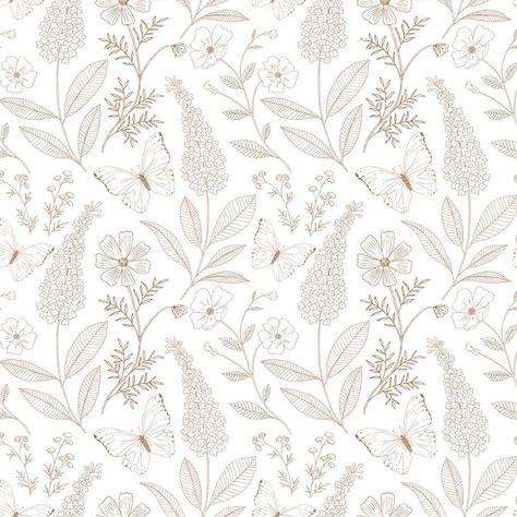 Floral And Butterfly Wallpaper, Floral Butterfly Wallpaper, Wildflower Nursery Wallpaper, Ashlyn Wallpaper, Dainty Wallpaper, Gooseberry Moon, Wildflowers And Butterflies, Nursery Details, Field Of Wildflowers