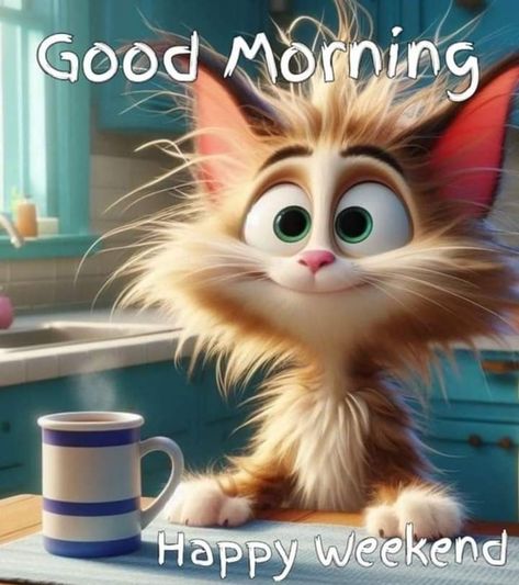 Hello Saturday Good Morning, Funny Good Morning Greetings, Good Morning Happy Weekend, Happy Weekend Images, Good Morning Cat, Funny Good Morning Images, Saturday Vibes, Funny Day Quotes, So Relatable