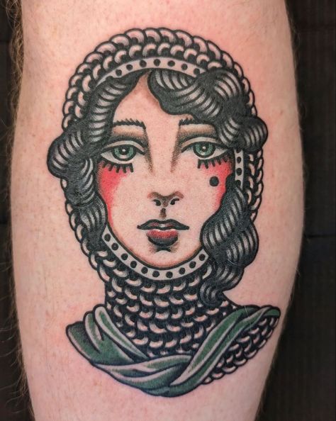 Illusion Tattoo, Traditional Tattoo Woman, Americana Tattoo, Lady Tattoo, Illusion Tattoos, Optical Illusion Tattoos, Traditional Tattoo Inspiration, Medieval Tattoo, Optical Illusion Tattoo