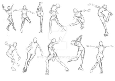 Poses: Ice Skating by Wildsword on DeviantArt Ice Skating Poses, Skating Poses, Ice Skate Drawing, Ice Drawing, Dancing Drawings, Sketch Poses, Blond Amsterdam, Aesthetic Couple, Character Poses