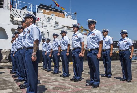 (U.S. Coast Guard Photo) Coast Guard Uniform, Coast Guard Academy, Indian Coast Guard, Military Ranks, Treading Water, Merchant Marine, Navy Sailor, Naval History, Us Coast Guard