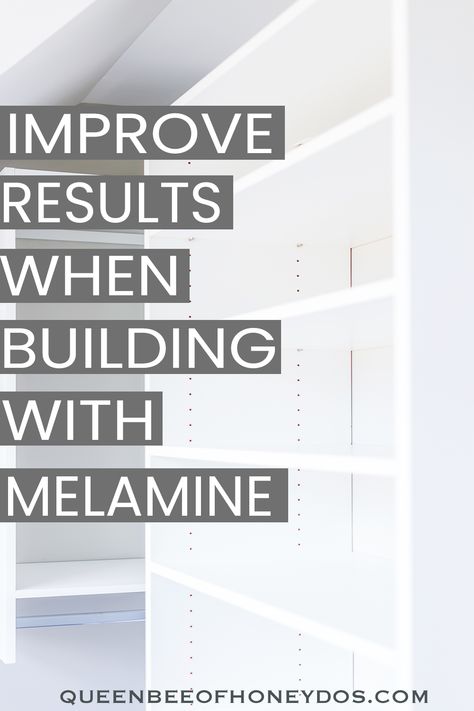 Melamine can be a great alternative to wood if you know all the tricks to get those perfect results. Get all the tricks to build with melamine! #woodworking #cabinetry #closets #cabinets #DIY Melamine Closet Ideas, Diy Melamine Cabinets, Diy Melamine Closet, Melamine Cabinets Kitchen, Diy Cupboard Storage, Adjustable Closet Shelving, Melamine Shelving, Diy Cupboard, Diy Master Closet