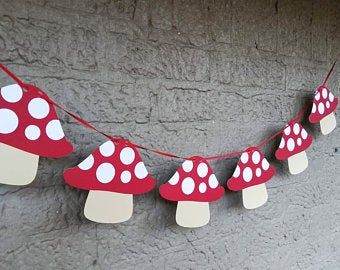 Cottagecore Banner, Mushroom Garland, Fairy Decorations, Mushroom Decorations, Woodland Fairy Birthday Party, Mushroom Party, Woodland Fairy Birthday, Fairy Garland, Woodland Fairy Party