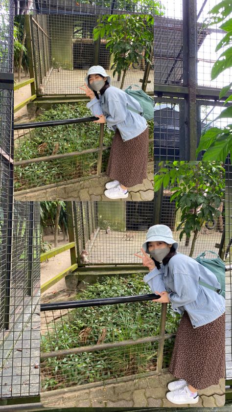 Zoo Date Aesthetic Outfit, Kundasang Sabah Outfit, Zoo Ootd Outfits, Outfit Zoo Date, Zoo Aesthetic Outfit, Backpack Outfit Casual, Zoo Day Outfit, Zoo Photo Ideas, Zoo Date Outfit