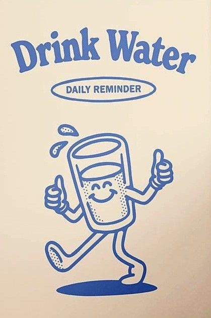 Drink Water Poster, Cartoon Wall Art, Vintage Tshirt Design, Retro Printables, House Cartoon, Water Poster, Motivational Wall Decor, Simple Wall Art, Simple Poster