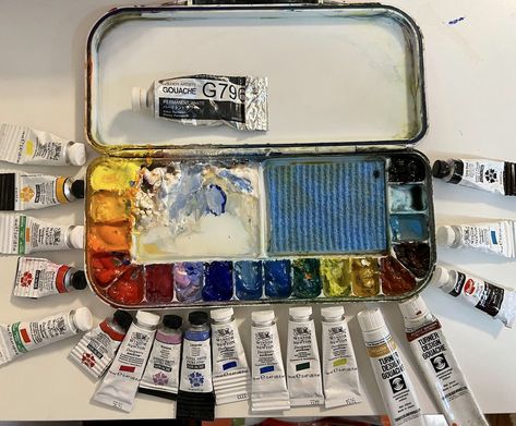 Heather Martin, My Gouache Palette Gouache Palette, Heather Martin, Oil Palette, Paint Tubes, Winsor & Newton, Pouring Painting, Watercolor Palette, Cool Undertones, Small Pool