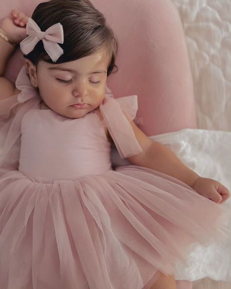 Baby Special Occasion Dress, Light Dusty Pink, Tulle Straps, Birthday Babe, Tulle Bows, Birthday Girl Dress, Baby Flower, Pink Baby Girl