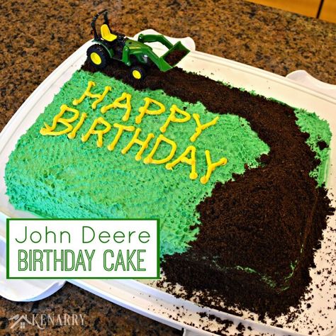 Does your child or toddler love tractors? Throw a tractor birthday party! It's especially easy with this idea for a simple John Deere Cake. Birthday Cake For Men Easy, Birthday Cake Hd, Tractor Birthday Cakes, John Deere Cake, John Deere Birthday Party, Farm Birthday Cakes, Toddler Birthday Cakes, John Deere Birthday, Happy Birthday John