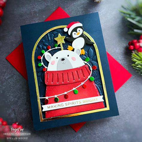 Spellbinders- DOM Oct 2024 - H MADE BOUTIQUE Spellbinders Christmas Dies, Spellbinders Small Die Of The Month October 2024, Xmas Card Craft, Spellbinders Christmas Cards, Amaryllis Christmas, Arch Window, Spellbinders Dies, Bear Sweater, Making Spirits Bright