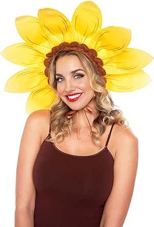 Flower Costume Diy, Sunflower Headpiece, Sunflower Costume, Sunflower Headband, Sunflower Hat, Yellow Costume, Flower Costume, Frozen Costume, Black Halloween Dress