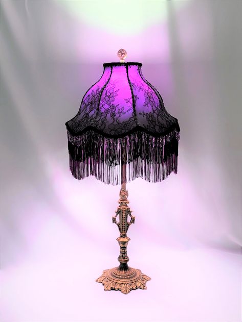 Ghost Monster High, Spectra Vondergeist Aesthetic, Goth Lamp, Spectra Vondergeist, Purple Room, Soft Fringe, Victorian Lampshades, Scene Stealer, Antique Lamp