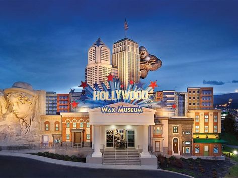 Hollywood Wax Museum Exterior Cladding | ATTRACTIONS Hollywood Letters, Museum Facade, Museum Exterior, Wax Museum, Exterior Cladding, Theme Parks, The Building, King Kong, Theme Park