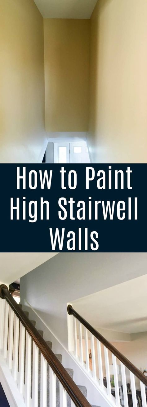 Painting Stairwell, Stairwell Painting, Upstairs Hallway Decorating, Painting Cupboards, Painting Walls Tips, Basement Staircase, Stairway Wall, Stairwell Wall, Large Walls