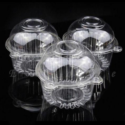 100 Clear Cathead Cupcake Plastic Bowl Cake Case Muffin Pod Dome Container  | Wish Individual Cupcake Boxes, Fruit Cupcakes, Cupcake Packaging, Wedding Shower Cakes, Cupcake Container, Buckwheat Cake, Cake Dome, Bowl Cake, Cake Packaging