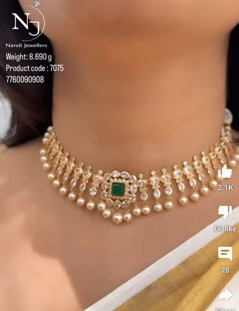 Light Weight Gold Necklace Indian, 20 Gms Gold Necklace Indian, Gold Short Necklace Designs, 10 Grams Gold Necklace Indian, Light Weight Gold Jewellery Indian, Gold Choker Necklace Indian, Short Gold Necklace, Necklace Set Indian Bridal Jewelry, Pretty Gold Necklaces