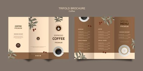 Coffee Brochure, Accordion Brochure, Restaurant Brochures, Coffee Restaurant, Brochure Examples, Brochure Psd, Brochure Design Creative, Web Mockup, Brochure Design Layout