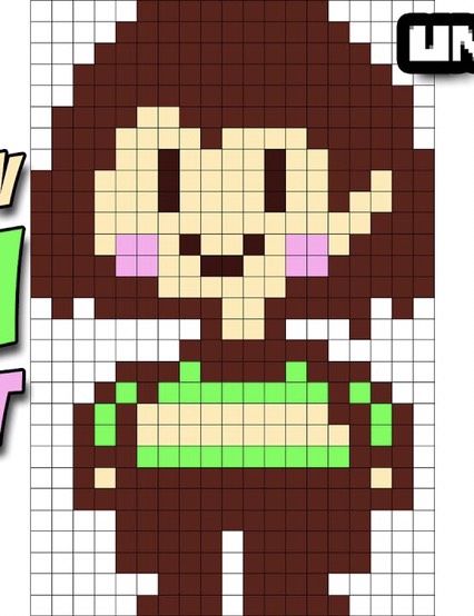 Undertale Pixel Art Grid, Undertale Pfp Pixel, Undertale Perler Beads, Undertale Characters Pixel, Undertale Heart Pixel, Perler Beads Undertale Temmie, Undertale Pixel Art, Chara Undertale, Modele Pixel Art