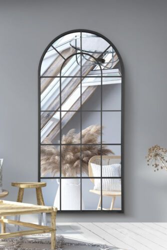 Find many great new & used options and get the best deals for MirrorOutlet XL Black Framed Arched Window Leaner Wall Mirror 71"X33.5" 180x85cm at the best online prices at eBay! Free delivery for many products! Window Frame Mirror, Arched Window Mirror, Metal Window Frames, Lounge Mirrors, Classic Window, Leaner Mirror, Arched Mirror, Acoustic Wall Panels, Arch Mirror