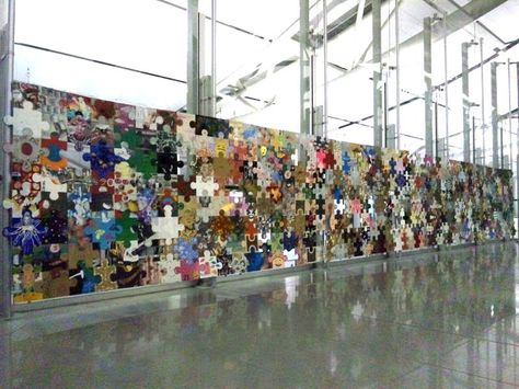 Puzzle Installation, Puzzle Wall, Kansai International Airport, Interesting People, Camping Art, Summer Art, Kid Spaces, Mural Art, International Airport