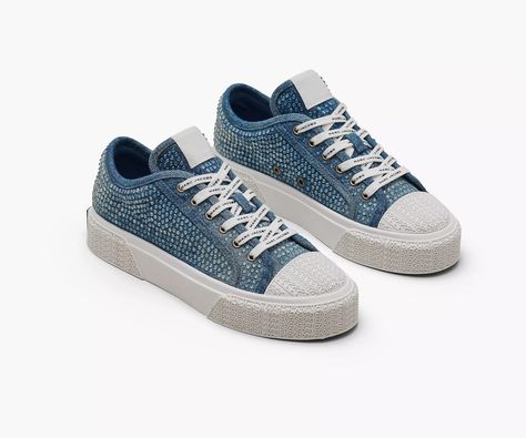 The Crystal Denim Sneaker | Marc Jacobs | Official Site Marc Jacobs Sneakers, Mini Duffle Bag, Leather Billfold, Denim Sneakers, Mini Bucket Bags, Cutout Bodysuit, Leather Belt Bag, Leather Card Case, Crossbody Tote Bag