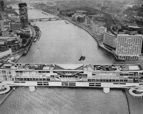 Unbuilt London: The Crystal Span Bridge – IanVisits Inhabited Bridge, Living Bridge, Glasgow Airport, Walker Evans, Liverpool Street, Bridge Building, Cultural Architecture, Bridge Design, Over The River