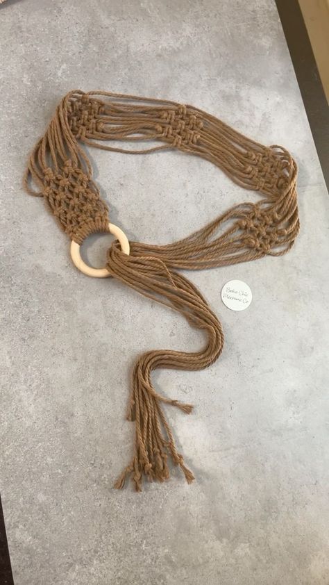 bohochicmacrameco on Instagram: Custom Taupe Macrame Belt! Visit my Etsy Shop for fun Boho creations 😍 ~ ~ ~ #bohostyle #bohodecor #bohonursery #showmeyourboho #bohochic… Crochet Belts, Macrame Belt, Macrame Style, Crochet Belt, Boho Nursery, Macrame Patterns, Handmade Bags, Boho Decor, Tassel Necklace