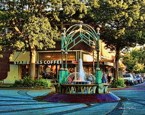 Downtown Edmonds WA | HDR Center of town and the famous foun… | Flickr Seattle Wallpaper, Bubble Fountain, Edmonds Washington, America Washington, Vashon Island, Rainy City, Harbor Town, Wine Bars, Western Washington