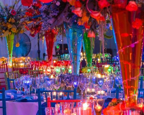 Floral Centerpiece for bar mitzvah, bat mitzvah, teen party, quinceanera  Rachel Events Rainbow Wedding Theme, Tafel Decor, Boda Mexicana, Rainbow Wedding, Tables And Chairs, Rainbow Decorations, Rainbow Theme, Lesbian Wedding, Gay Wedding