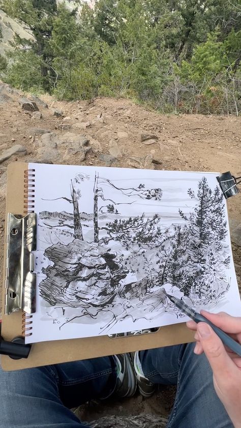 paulheaston on Instagram: Lookout Mountain, Golden, Colorado. Sailor Fude de Mannen fountain pen and Pentel water brush filled with diluted gray ink on Stillman &… Drawing With Fountain Pen, Pentel Brush Pen Art, Ink Brush Drawing, Fountain Pen Art, Fountain Pen Drawing, Pentel Brush Pen, Black Fountain, Water Brush Pen, Brush Pen Art