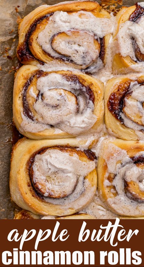 Dessert Recipes For Bake Sale, Cinnamon Breads, Fall Breakfast Ideas, Butter Cinnamon Rolls, Cinnamon Frosting, Sweet Roll Recipe, Homemade Apple Butter, Cinnamon Cream Cheese, Butter Cinnamon