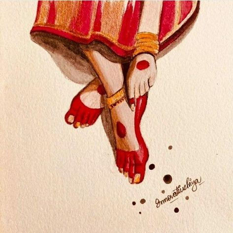 Bharatnatyam Illustration Art, India Illustration Art Beautiful, Bharatham Drawing, Bharatnatyam Drawing Painting, Kolkata Aesthetic Painting, Desi Canvas Painting, Aesthetic Indian Painting, Desi Aesthetic Painting Ideas, Bharatnatyam Painting On Canvas