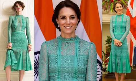 Kate adds modesty panels to £795 Temperley dress on India visit Kate Middleton 2016, Temperley Dress, British Asian, Happy Feeling, Australia Home, Modesty Panel, India Dress, British Royal Families, Teachable Moments