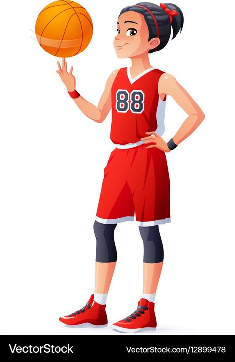 Spinning Ball On Finger, Sports Wear Fashion Illustration, Finger Cartoon, Basketball Cartoon, Red Uniform, Basketball Drawings, Basketball Background, Basketball Anime, Sports Wear Fashion