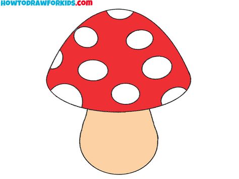 Things To Draw Mushroom, Draw A Mushroom, Mushrooms Drawing, Cartoon Mushroom, Mushroom Paint, Easy Art For Kids, Mushroom Pictures, Mushroom Drawing, Children Sketch