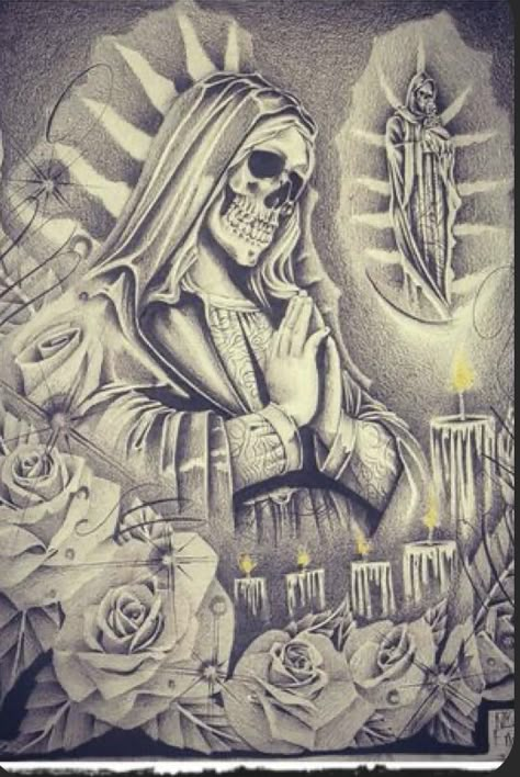 Og Abel Art, Prison Drawings, Santa Muerte Prayer, Aztec Drawing, Prison Art, Cholo Art, Skull Art Drawing, Chicano Art Tattoos, Chicano Drawings