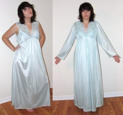 Vintage Lt Blue Wedding Nightie Innocent Nightgown Lacy Peignoir Robe Set Medium on PopScreen Clothing Vintage, Blue Wedding, Vintage Clothing, Night Gown, Vintage Outfits, Blue, Clothes