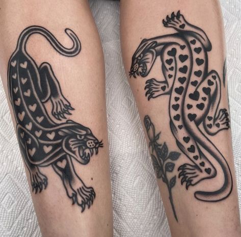 Panther Tattoos, Symmetrical Tattoo, Traditional Black Tattoo, Jaguar Tattoo, Stomach Tattoos Women, Traditional Tattoo Inspiration, White Tattoos, Leopard Tattoos, Panther Tattoo