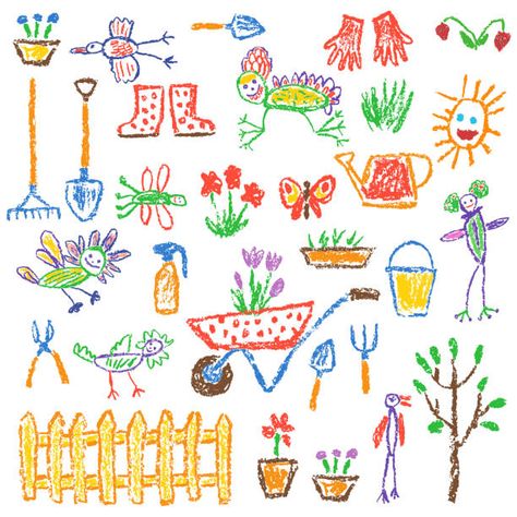 Kids Drawings Aesthetic, Kids Crayon Drawing, Crayon Doodles Drawings, Doodle Illustration Art, Kids Doodles Drawing, Kids Drawing Aesthetic, Cute Illustrations Doodles, Cute Crayon Doodles, Cute Crayon Drawings