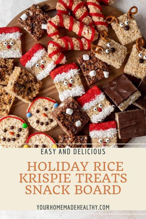 Rice Crispy Treats Christmas Ideas, Easy Christmas Rice Krispie Treats, Christmas Rice Crispy Treats Easy, Rice Krispie Treats For Christmas, Festive Rice Krispie Treats, Reindeer Rice Krispie Treats, Santa Rice Krispie Treats, Christmas Tree Rice Krispie Treats, Rice Krispie Christmas Treats