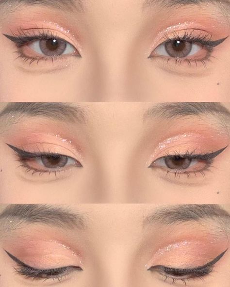 Makeup Douyin, Glitter Makeup Looks, Peach Makeup, Doll Eye Makeup, Eye Makeup Pictures, Eye Makeup Designs, Makeup Eye Looks, Makeup Looks Tutorial, Eye Makeup Art