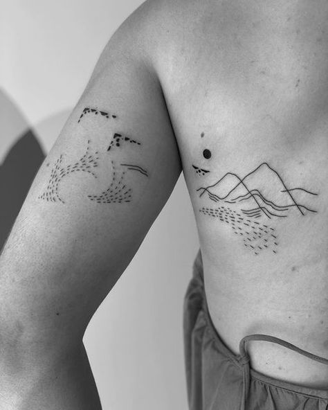 Jay Bhana on Instagram: "Flow 🙏🏾 #minimalist #simpletattoo #aesthetic #lineworktattoo #blackworktattoo #tattoodesign #tattooart #tattoo #tattoos #art #minimalism #style #design #conceptual #nztattoo #nztattooartist #aucklandtattoo #blackink #tattooartist #abstract" Mountain Tattoo Abstract, Snowboard Tattoo, Tattoo Abstract, Minimalism Style, Abstract Mountain, Tattoos Art, Mountain Tattoo, Line Work Tattoo, Abstract Tattoo