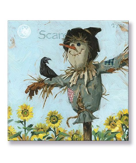 Sunflower Scarecrow, Scarecrow Painting, Pumpkin Canvas, Fall Canvas, Affordable Artwork, Sunflower Canvas, Deer Art, The Crow, Autumn Painting