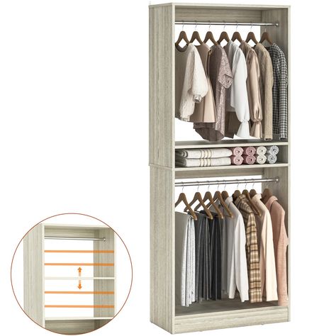 PRICES MAY VARY. Wood 【Freestanding Versatile Closet Organizer System】The freestanding closet tower can be serve as a standalone closet organizer, shelve unit, garment rack or combine with other different units to build a great larger closet system. This organizer clothes system is designed to work on any kind of storage system in your master bedroom, guest bedroom, dressing room, toddlers room, mudroom, entryway, living room, laundry room etc. 【Flexible and Adjustable Clothes Wardrobe】The 2 han Standalone Closet, Wire Closet Organizers, Closet Organizer Kits, Freestanding Closet, Closet Units, Organizer Wardrobe, Organizer Clothes, Toddlers Room, Best Closet Organization