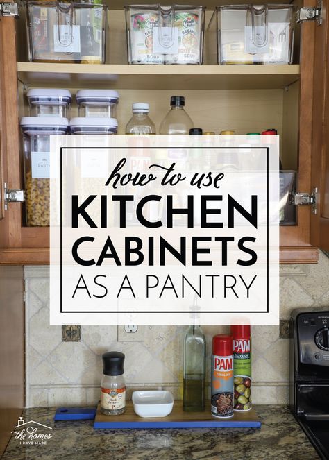 Kitchen Food Organization Cabinets, How To Organize A Small Pantry Cabinet, Kitchen Storing Ideas, How To Organize Food Cupboards, Organize Deep Narrow Cabinets, How To Organize A Pantry Cabinet, Organize Deep Cabinets Kitchen, Upper Cabinet Layout, Organize Upper Kitchen Cabinets