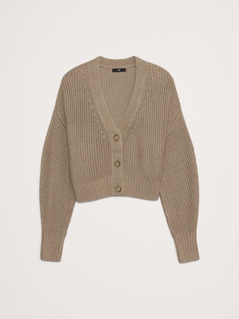 Oversized Cropped Cotton Cardigan | Banana Republic Half Cardigan, Mercerized Cotton Yarn, Ribbed Texture, Cotton Cardigan, Oversized Cardigan, Cropped Cardigan, First Look, Cotton Yarn, The Earth