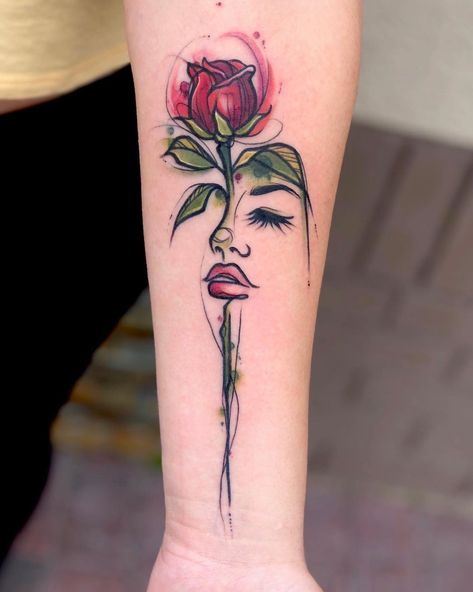 Trendy Tattoo Ideas, Mouth Tattoo, Watercolor Tattoo Ideas, Rose And Butterfly Tattoo, Stag Tattoo, Mujeres Tattoo, Watercolor Rose Tattoos, Rose Tattoos For Women, Girl Arm Tattoos