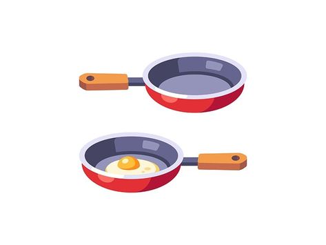 Frying pan by Ivan Dubovik   #dribbble #design #illustration #vector #dribbblers Frying Pan Illustration, Ivan Dubovik, Friday Illustration, 2d Model, Splash Design, Cheap Art, Flat Design Icons, Collage Techniques, Picture Books Illustration