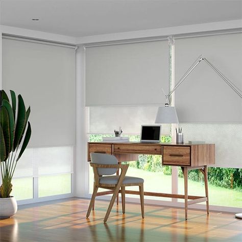 Blackout Double Roller Blinds, Save Up To 70% Off with Blinds 2go Blinds 2go, Modern Roller Blinds, Cortinas Roller, Grey Roller Blinds, Double Story House, White Blinds, Blackout Roller Blinds, Custom Blinds, Night Blinds